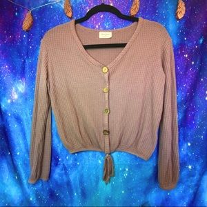 5/$46 Free Kisses Long Sleeve Mauve/Pink Buttoned Down Long Sleeve Blouse - Sz S